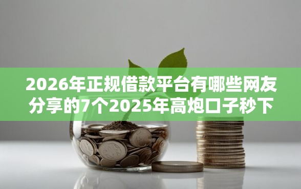 2026年正规借款平台有哪些网友分享的7个2025年高炮口子秒下款我觉得不错！