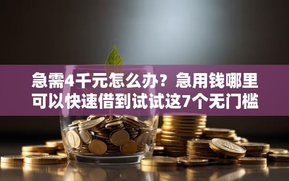 急需4千元怎么办？急用钱哪里可以快速借到试试这7个无门槛平台