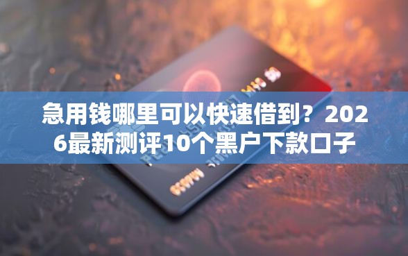 急用钱哪里可以快速借到？2026最新测评10个黑户下款口子