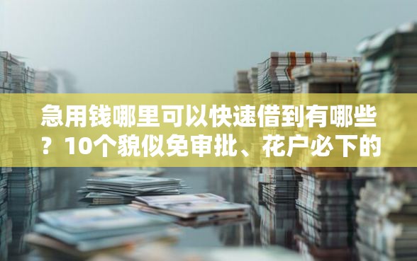 急用钱哪里可以快速借到有哪些？10个貌似免审批、花户必下的平台100%通过率合集