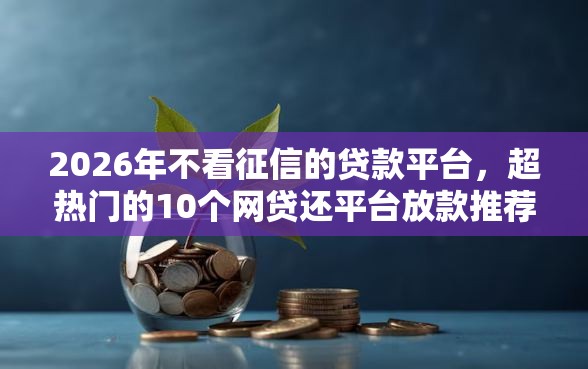 2026年不看征信的贷款平台，超热门的10个网贷还平台放款推荐