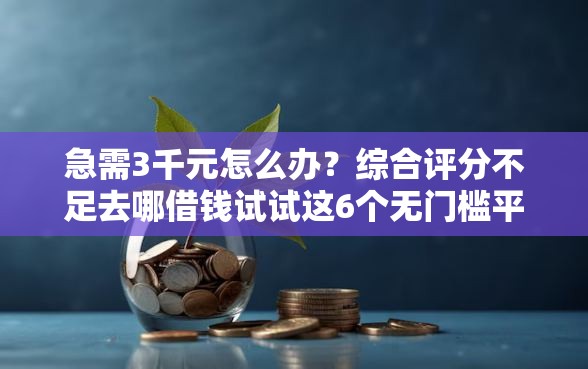 急需3千元怎么办？综合评分不足去哪借钱试试这6个无门槛平台