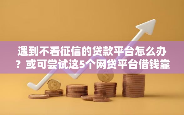 遇到不看征信的贷款平台怎么办？或可尝试这5个网贷平台借钱靠谱