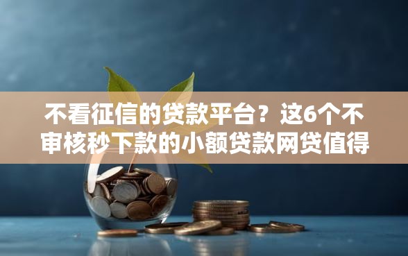不看征信的贷款平台？这6个不审核秒下款的小额贷款网贷值得一试