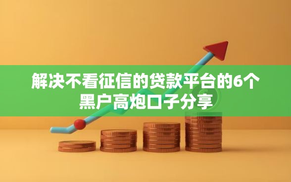 解决不看征信的贷款平台的6个黑户高炮口子分享