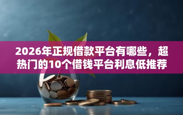 2026年正规借款平台有哪些，超热门的10个借钱平台利息低推荐