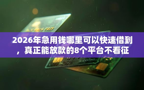 2026年急用钱哪里可以快速借到，真正能放款的8个平台不看征信可以借到钱推荐