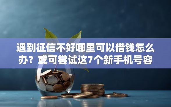 遇到征信不好哪里可以借钱怎么办？或可尝试这7个新手机号容易下款的口子