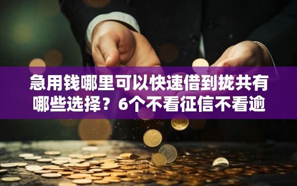 急用钱哪里可以快速借到拢共有哪些选择？6个不看征信不看逾期的借钱平台详解