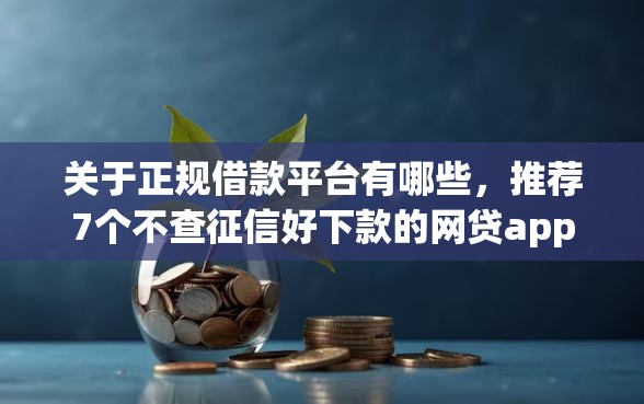 关于正规借款平台有哪些，推荐7个不查征信好下款的网贷app给你