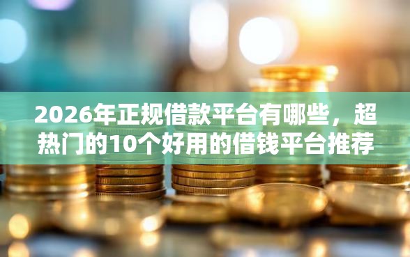 2026年正规借款平台有哪些，超热门的10个好用的借钱平台推荐