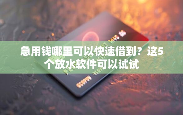 急用钱哪里可以快速借到？这5个放水软件可以试试