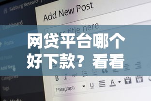 网贷平台哪个好下款？看看这6个16岁贷款平台怎么样