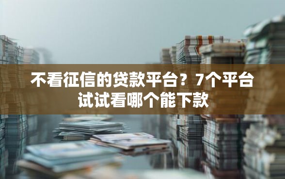 不看征信的贷款平台？7个平台试试看哪个能下款