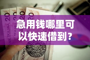 急用钱哪里可以快速借到？这7个无视征信黑白100%秒下口子值得一试