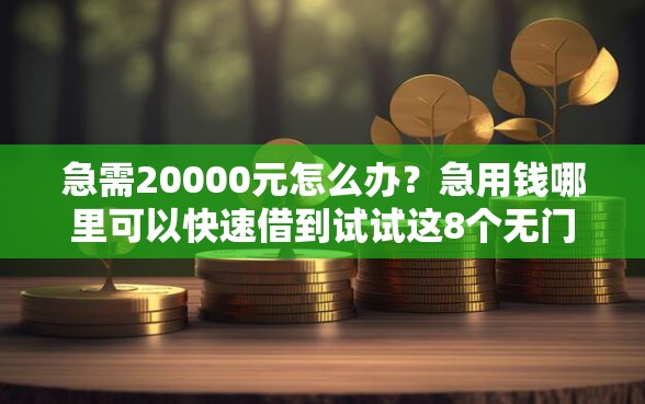 急需20000元怎么办？急用钱哪里可以快速借到试试这8个无门槛平台