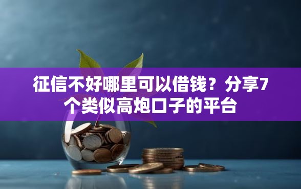 征信不好哪里可以借钱？分享7个类似高炮口子的平台