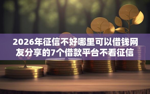 2026年征信不好哪里可以借钱网友分享的7个借款平台不看征信不看负债我觉得不错！