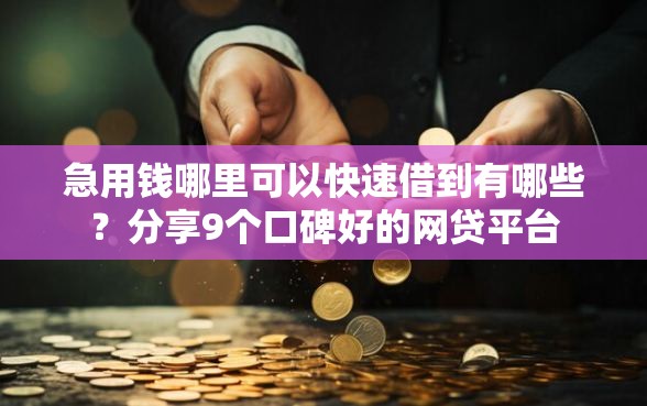 急用钱哪里可以快速借到有哪些？分享9个口碑好的网贷平台