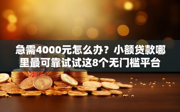 急需4000元怎么办？小额贷款哪里最可靠试试这8个无门槛平台