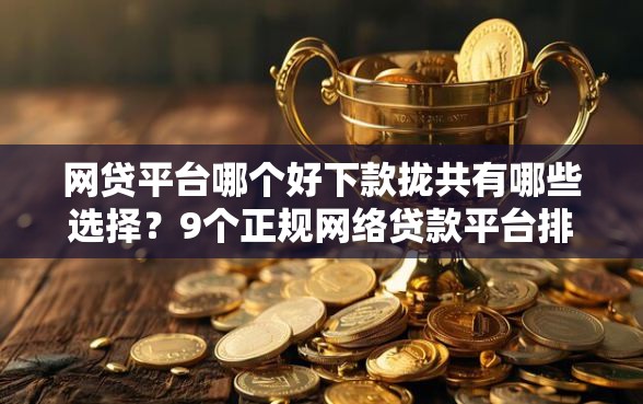 网贷平台哪个好下款拢共有哪些选择？9个正规网络贷款平台排名不分先后详解
