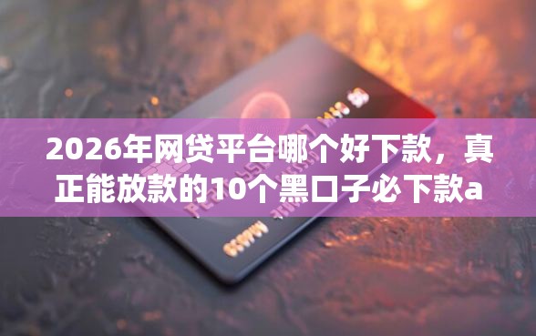 2026年网贷平台哪个好下款，真正能放款的10个黑口子必下款app推荐