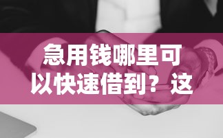 急用钱哪里可以快速借到？这7个征信花黑户都能下款的平台值得一试