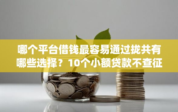 哪个平台借钱最容易通过拢共有哪些选择？10个小额贷款不查征信的app详解