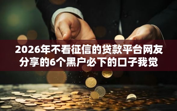 2026年不看征信的贷款平台网友分享的6个黑户必下的口子我觉得不错！