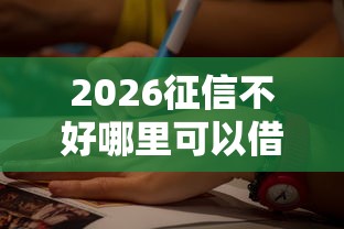 2026征信不好哪里可以借钱，差6千元就选这5个平台