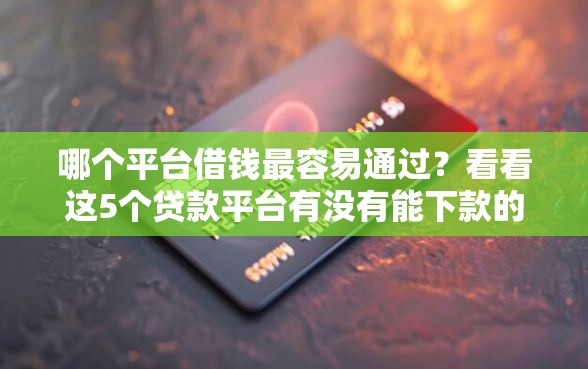 哪个平台借钱最容易通过？看看这5个贷款平台有没有能下款的