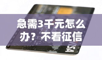 急需3千元怎么办？不看征信的贷款平台试试这7个无门槛平台