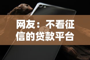 网友：不看征信的贷款平台？求介绍几款无视黑白好下款的软件