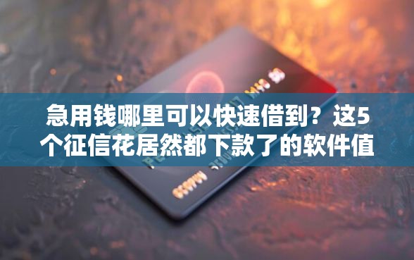 急用钱哪里可以快速借到?这5个征信花居然都下款了的软件值得一试 急用钱哪里可以快速借到?这5个征信花居然都下款了的软件值得一试