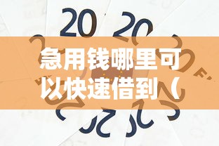 急用钱哪里可以快速借到（最新发布！）9个网络贷款平台哪家好