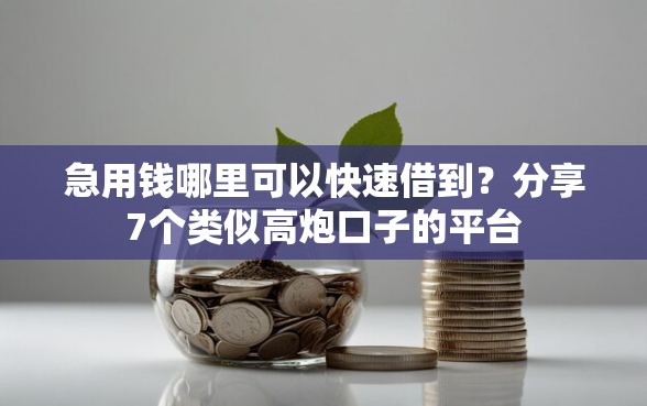 急用钱哪里可以快速借到？分享7个类似高炮口子的平台