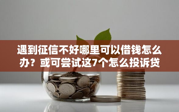 遇到征信不好哪里可以借钱怎么办？或可尝试这7个怎么投诉贷款平台