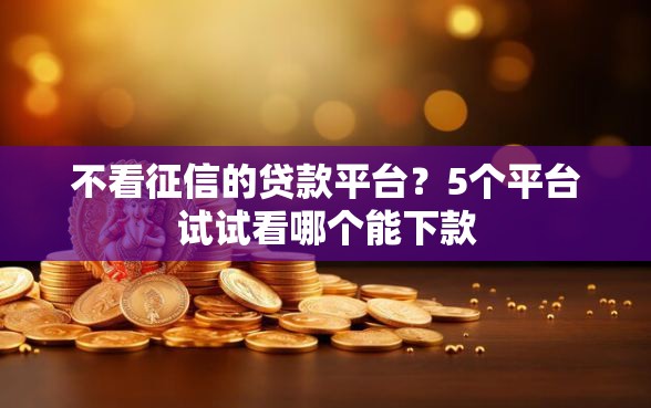 不看征信的贷款平台？5个平台试试看哪个能下款