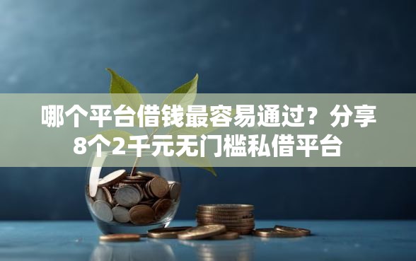 哪个平台借钱最容易通过？分享8个2千元无门槛私借平台