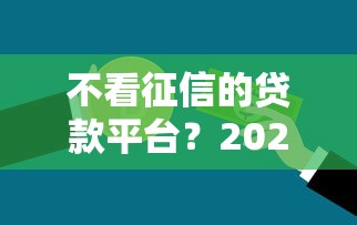 不看征信的贷款平台？2026最新测评10个2025高炮口子秒下款免审核