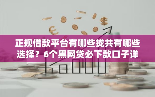 正规借款平台有哪些拢共有哪些选择？6个黑网贷必下款口子详解