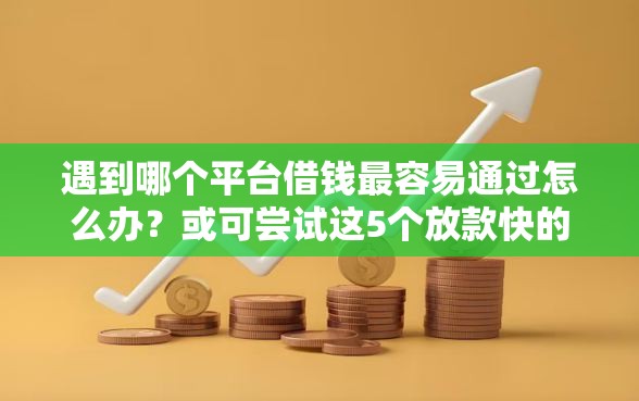 遇到哪个平台借钱最容易通过怎么办？或可尝试这5个放款快的贷款平台