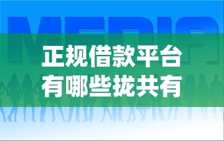 正规借款平台有哪些拢共有哪些选择？8个网贷平台查询系统详解