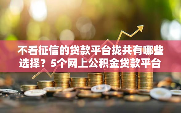 不看征信的贷款平台拢共有哪些选择？5个网上公积金贷款平台详解