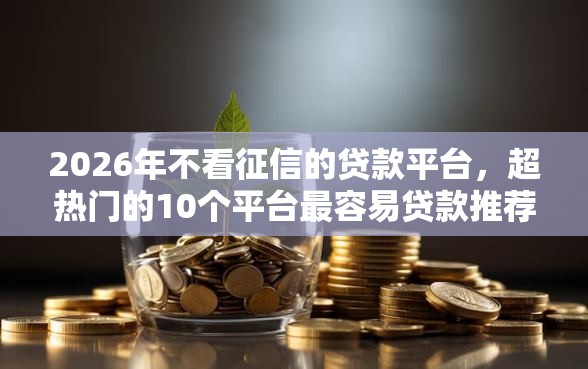 2026年不看征信的贷款平台，超热门的10个平台最容易贷款推荐