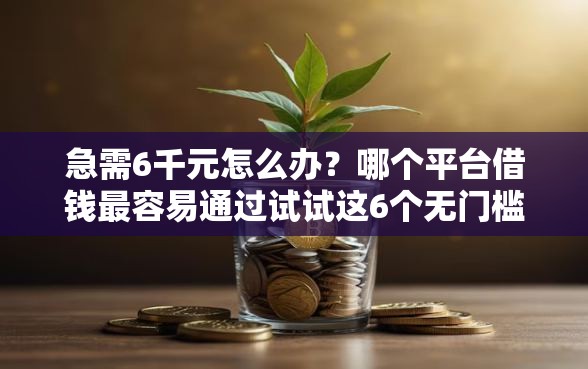 急需6千元怎么办？哪个平台借钱最容易通过试试这6个无门槛平台
