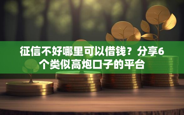 征信不好哪里可以借钱？分享6个类似高炮口子的平台