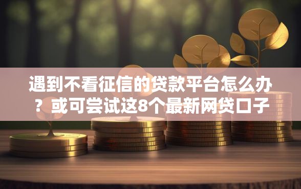 遇到不看征信的贷款平台怎么办？或可尝试这8个最新网贷口子