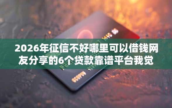 2026年征信不好哪里可以借钱网友分享的6个贷款靠谱平台我觉得不错！