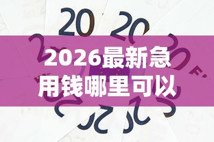 2026最新急用钱哪里可以快速借到，总结十个贷款融资平台！